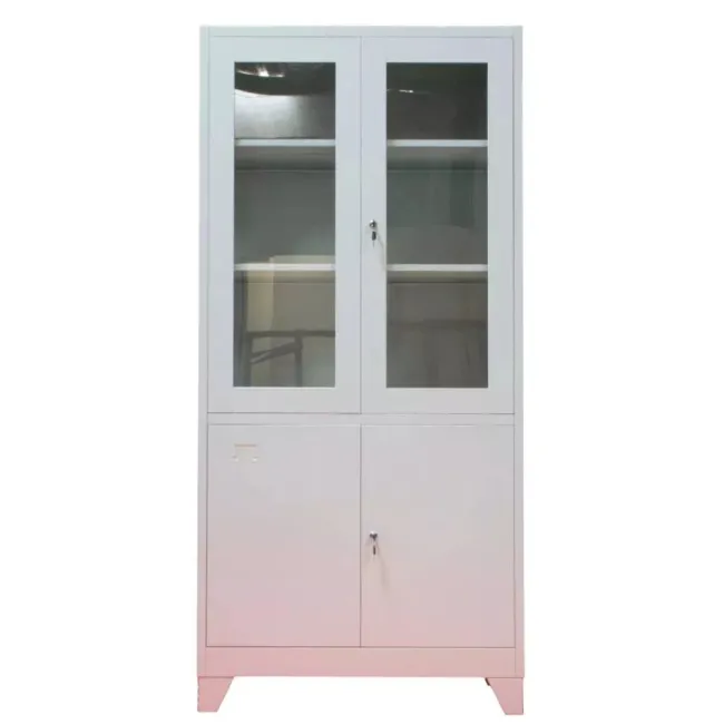 Dulap metalic de medicamente, 4 uși, 3 polițe, 35 kg/poliță, 760x380x1760mm, gri, C153 B4U, montat