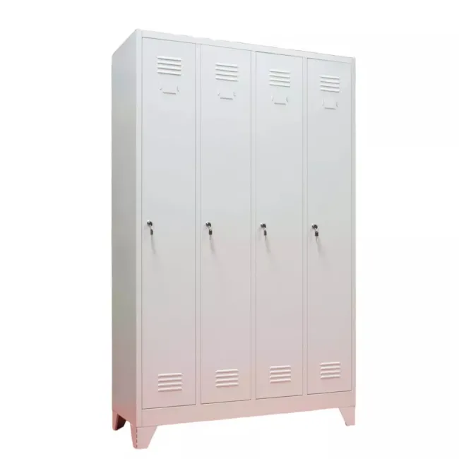Vestiar metalic, 4 compartimente, bară umerașe, 1175x450x1800mm, gri, C856 B4U