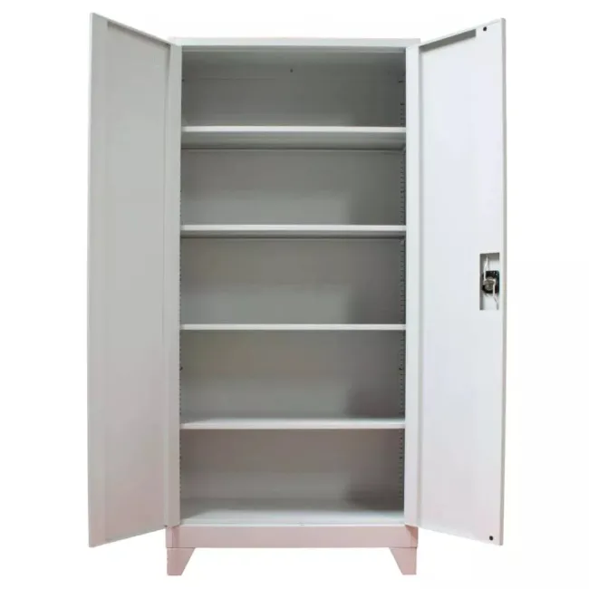 Fișet metalic, 2 uși, 4 polițe, 40 kg/poliță, 900x400x1800mm, cu picioare, gri, A177/9 B4U, montat
