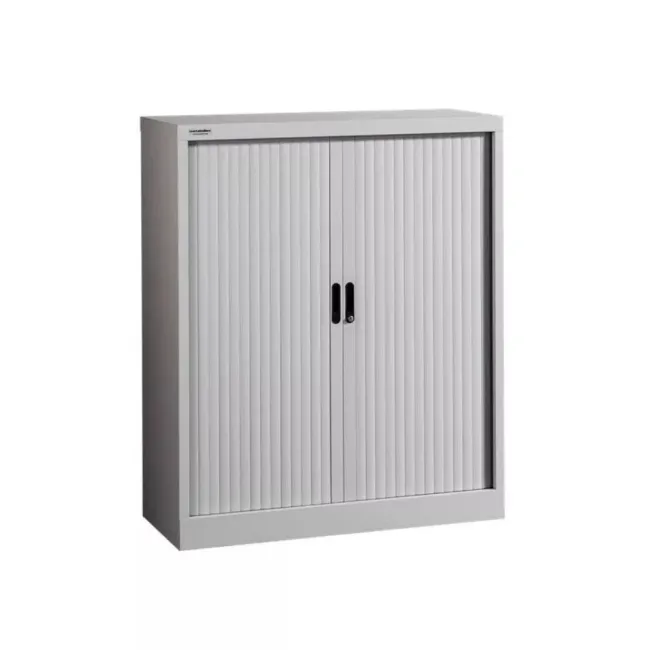 Dulap metalic, 2 uși pliante, 2 polițe, 50 kg/poliță, 1000x420x1200mm, gri, B4U, montat