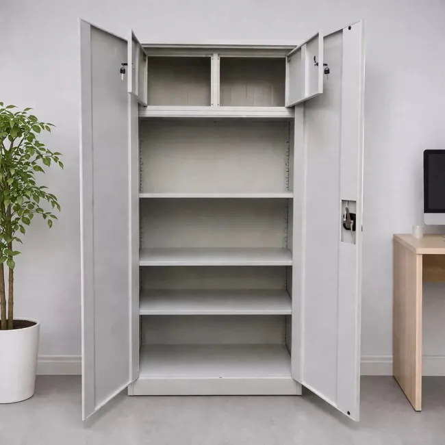 Fișet metalic, 2 uși, 4 polițe și 2 casete, 35 kg/poliță, 900x400x1900mm, gri, B4U, montat