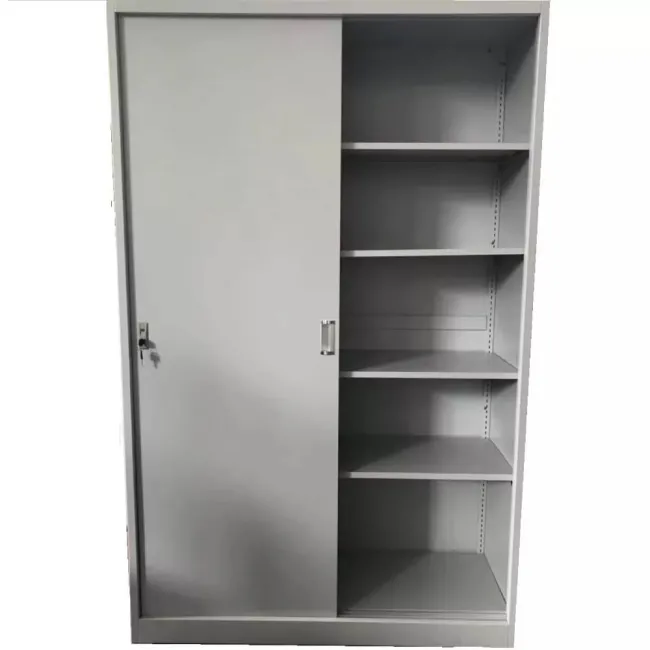 Fișet metalic, 2 uși glisante, 4 polițe, 40 kg/poliță, 1200x450x1900mm, gri, A166/9 B4U