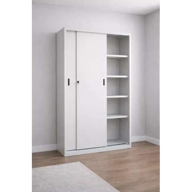 Fișet metalic, 2 uși glisante, 4 polițe, 40 kg/poliță, 1200x450x1900mm, gri, A166/9 B4U, montat