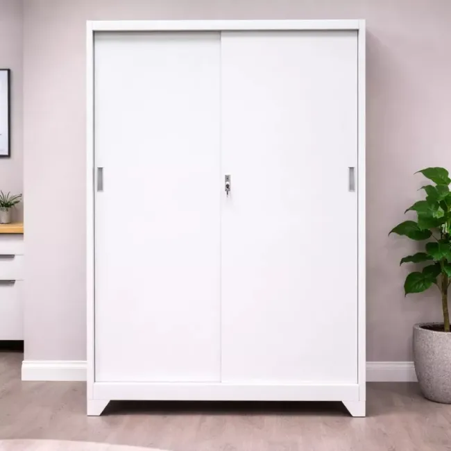 Fișet cu 2 uși glisante cu picioare și 4 polițe 40kg/poliță 1200x450x1900mm A166/9