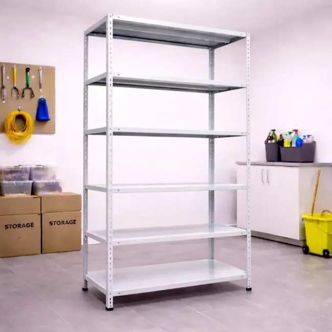 Raft metalic GRI cu 6 polițe 250x100x60 cm 180 kg /poliță montaj montaj prin clipsare B4U