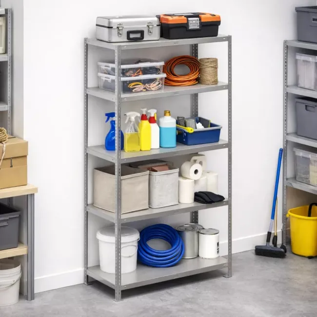 Raft metalic GRI 5 polițe METAL 180 kg/poliță 200x80x60 cm montaj cu SURUB
