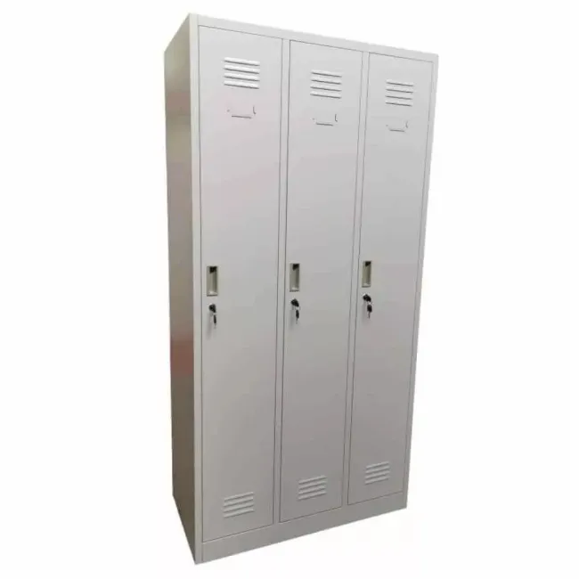 Vestiar metalic, 3 compartimente, bară umerașe, 900x450x1800mm, gri, B801/8 B4U, montat