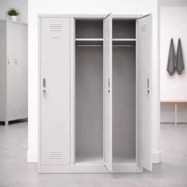 Vestiar metalic, 3 compartimente, bară umerașe, 900x450x1800mm, gri, B801/8 B4U, montat