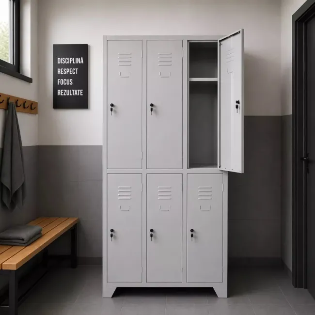Vestiar cusetat 3x2 cu 6 compartimente - 889x450x1800mm B802 CU PICIOARE FIXE