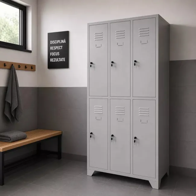 Vestiar cusetat 3x2 cu 6 compartimente - 889x450x1800mm B802 CU PICIOARE FIXE