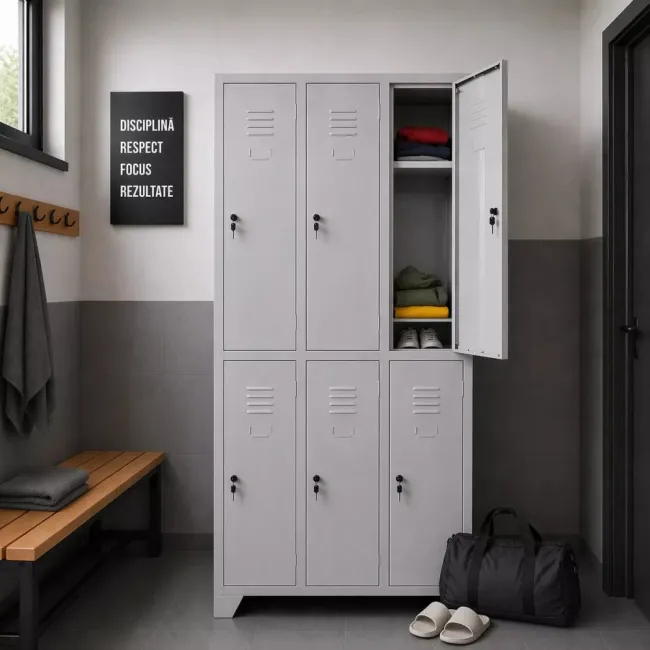 Vestiar cusetat 3x2 cu 6 compartimente - 889x450x1800mm B802 CU PICIOARE FIXE