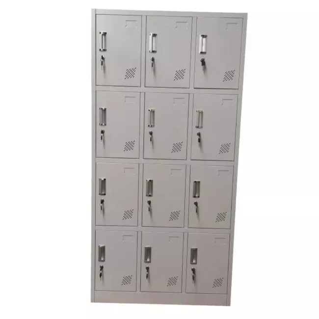 Vestiar metalic, 12 compartimente 3x4, 900x500x1800mm, gri, B808 B4U, montat