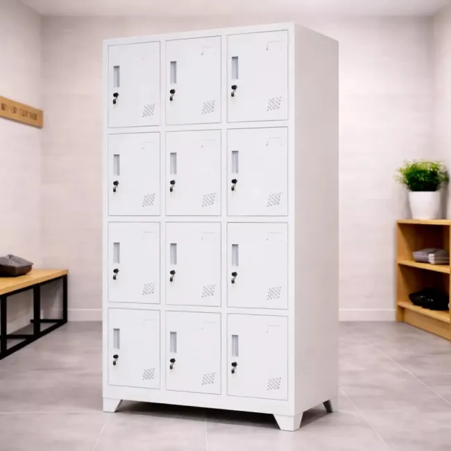 Vestiar cusetat 3x4 cu 12 compartimente - 900x500x1800mm B808 CU PICIOARE FIXE