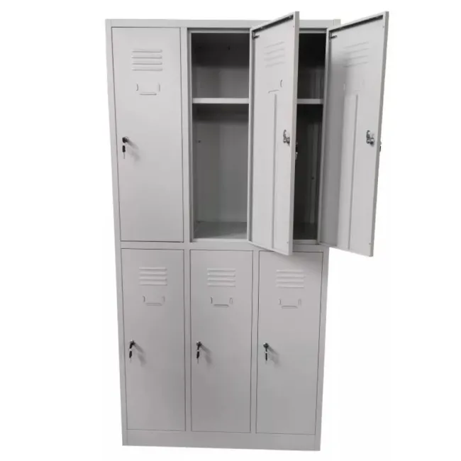 Vestiar metalic, 6 compartimente 3x2, 1 poliță, 889x450x1800mm, gri, B802 B4U