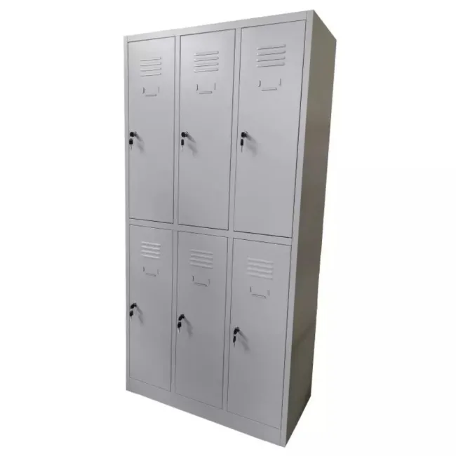Vestiar metalic, 6 compartimente 3x2, 1 poliță, 889x450x1800mm, gri, B802 B4U