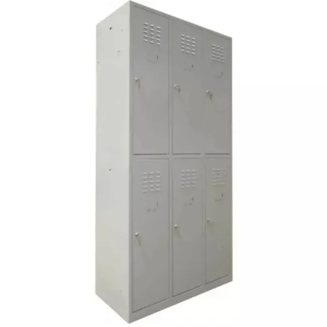 Vestiar metalic, 6 compartimente 3x2, 1 poliță, 889x450x1800mm, gri, B802 B4U, montat