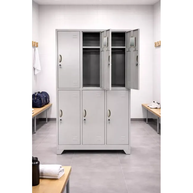 Vestiar cusetat 3x2 cu 6 compartimente cu picioare 900x450x1800mm