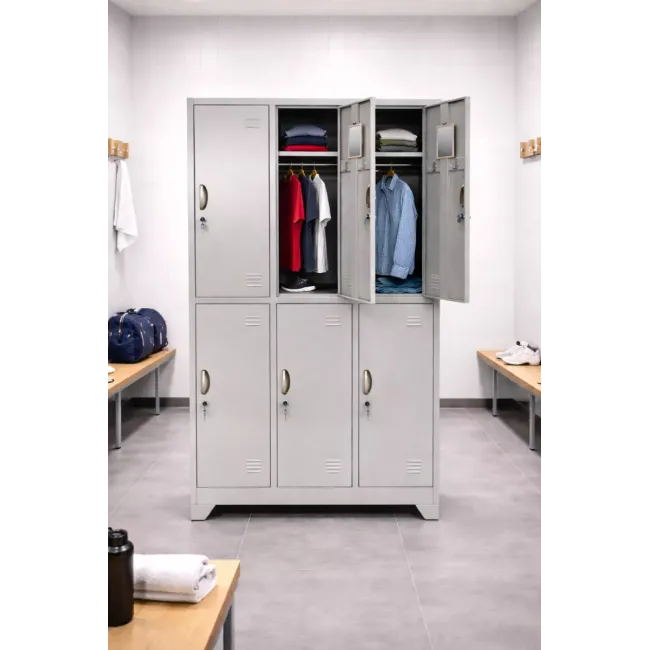 Vestiar cusetat 3x2 cu 6 compartimente cu picioare 900x450x1800mm