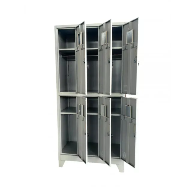 Vestiar cusetat 3x2 cu 6 compartimente cu picioare 900x450x1800mm