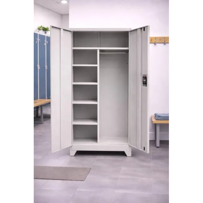 Vestiar fișet spațiu cu polițe și spațiu pentru haine cu bară 920x500x1950 cu picioare MONTAT