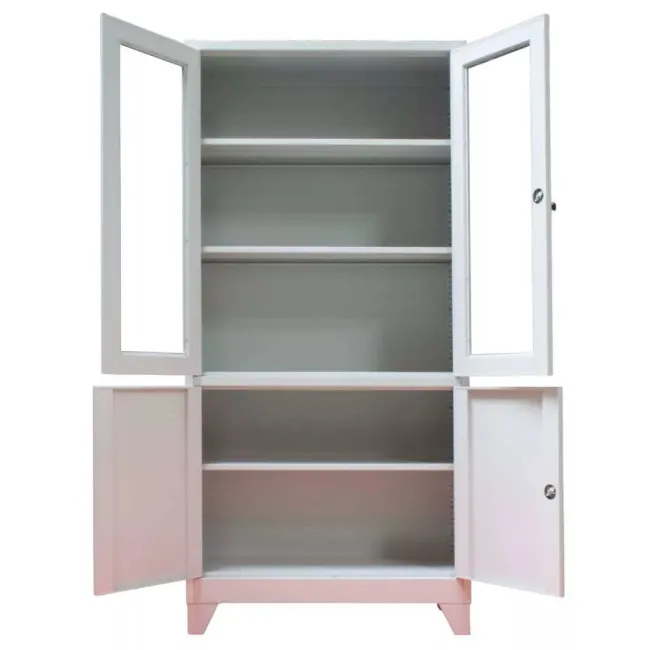 Dulap metalic de medicamente, 4 uși, 3 polițe, 35 kg/poliță, 900x400x1900mm, gri, C151 B4U, montat