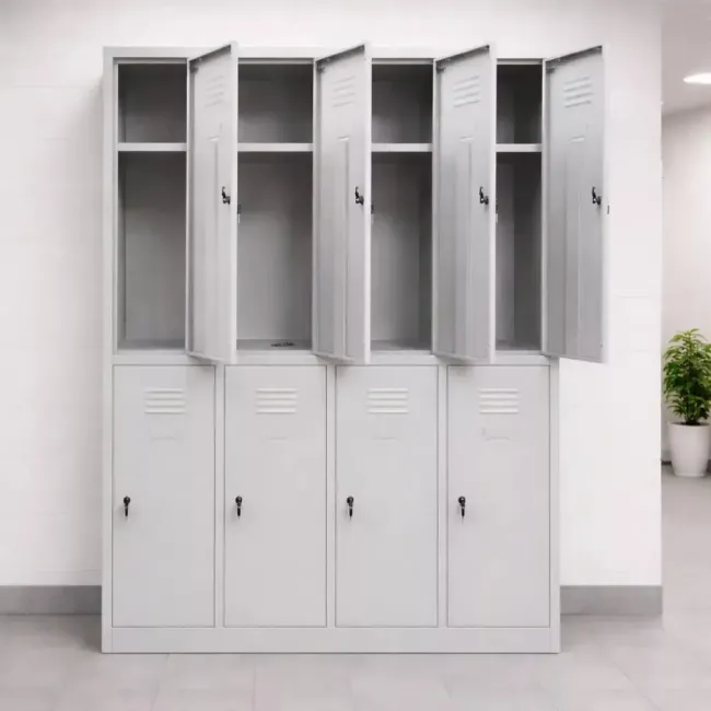 Vestiar metalic, 8 compartimente 4x2, 1175x450x1800mm, gri, C891 B4U