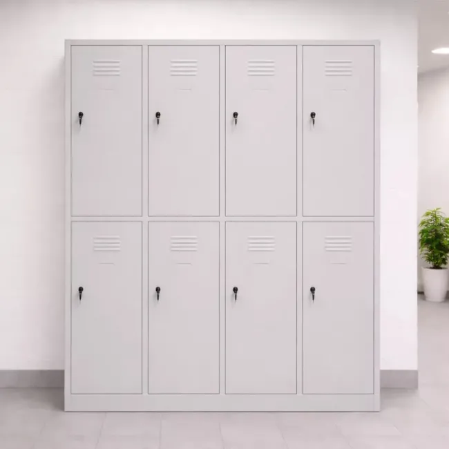 Vestiar metalic, 8 compartimente 4x2, 1175x450x1800mm, gri, C891 B4U