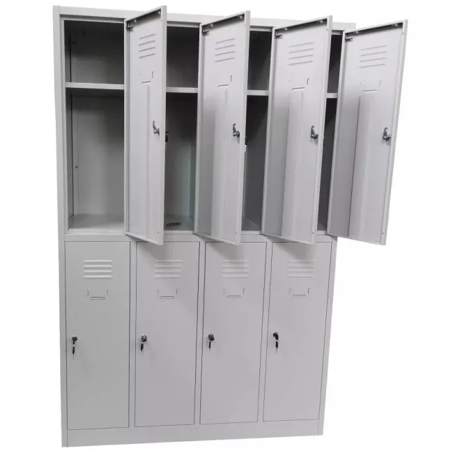 Vestiar metalic, 8 compartimente 4x2, 1175x450x1800mm, gri, montat