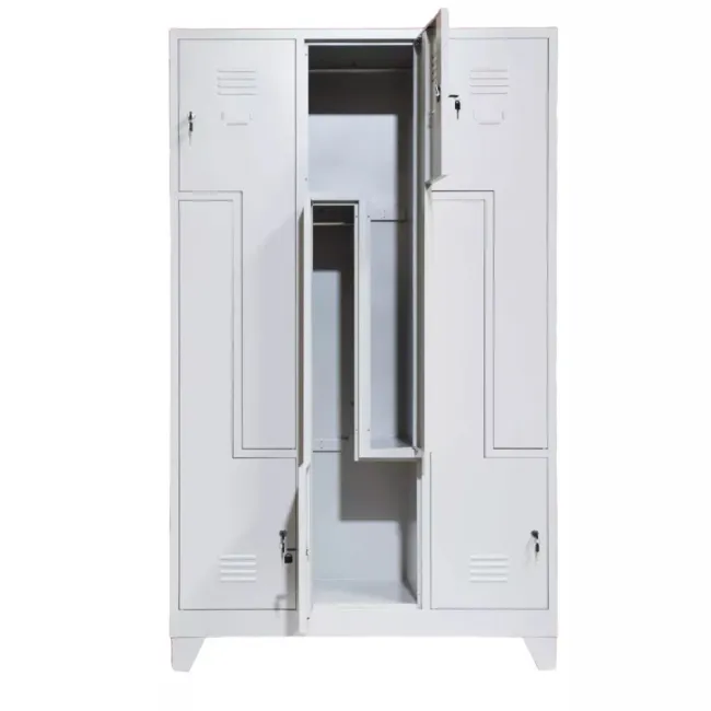Vestiar metalic, 6 compartimente 3x2 tip Z, bară umerașe, 1150x450x1800mm, gri, B4U