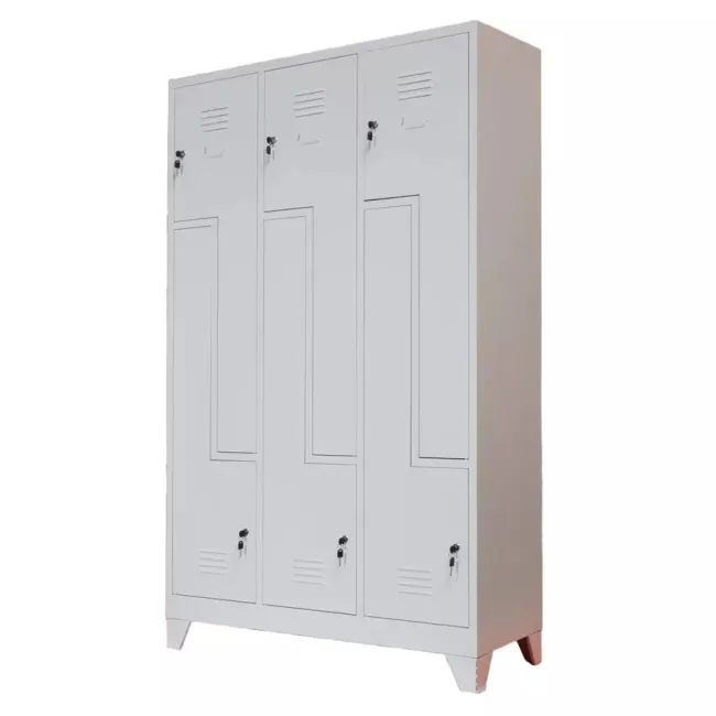 Vestiar metalic, 6 compartimente 3x2 tip Z, bară umerașe, 1150x450x1800mm, gri, B4U