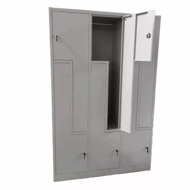 Vestiar metalic, 6 compartimente 3x2 tip Z, bară umerașe, 1150x450x1800mm, gri, B4U
