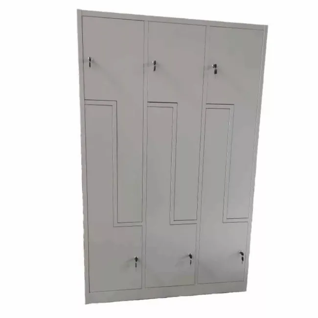 Vestiar metalic, 6 compartimente 3x2 tip Z, bară umerașe, 1150x450x1800mm, gri, B4U