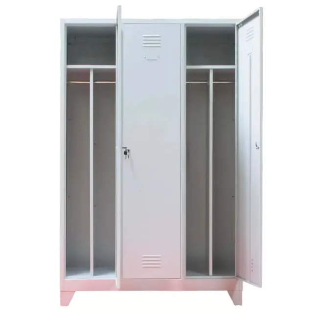 Vestiar metalic 3 compartimente bară umerașe 1200x450x1800mm gri cu picioare A827 B4U la palet