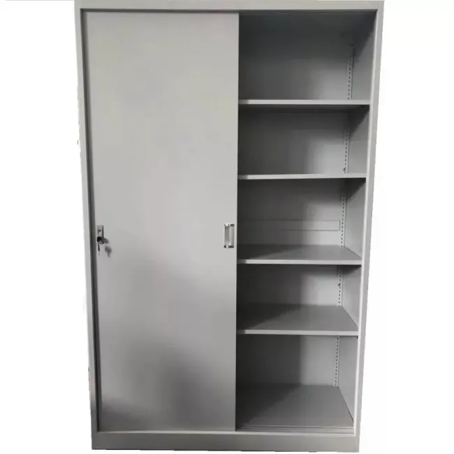 Fișet metalic, 2 uși glisante, 4 polițe, 40 kg/poliță, 1200x450x1900mm, gri, A166/9 B4U, la palet