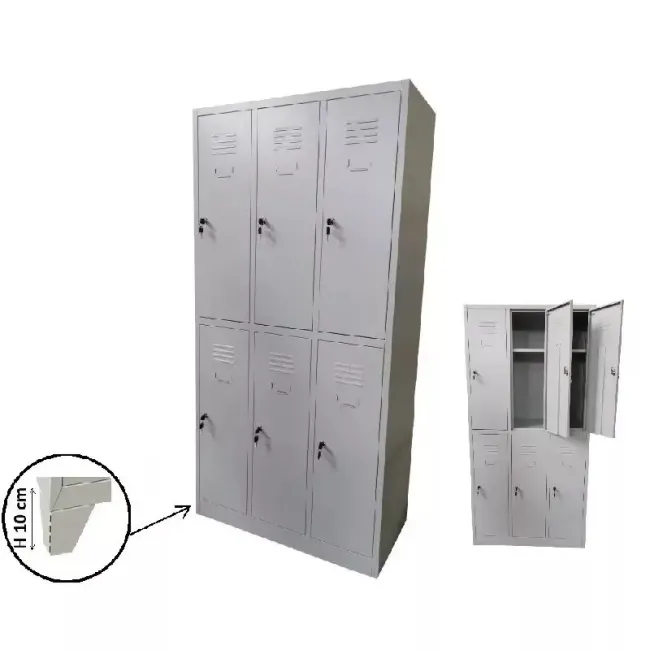 Vestiar cusetat 3x2 cu 6 compartimente - 889x450x1800mm B802 CU PICIOARE FIXE, la palet