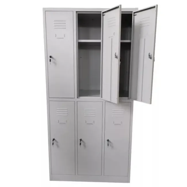 Vestiar metalic, 6 compartimente 3x2, 1 poliță, 889x450x1800mm, gri, B802 B4U, la palet