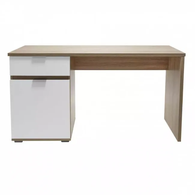 Birou pentru calculator din PAL Jan stejar sonoma +alb mat 130 x 75.5 x 50 cm