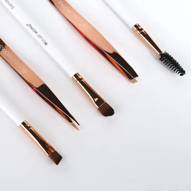 Set 5 ustensile pentru stilizarea sprancenelor, rose gold, Brushworks
